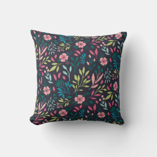 Coussin Feutre floral coloré avec fleurs et feuilles