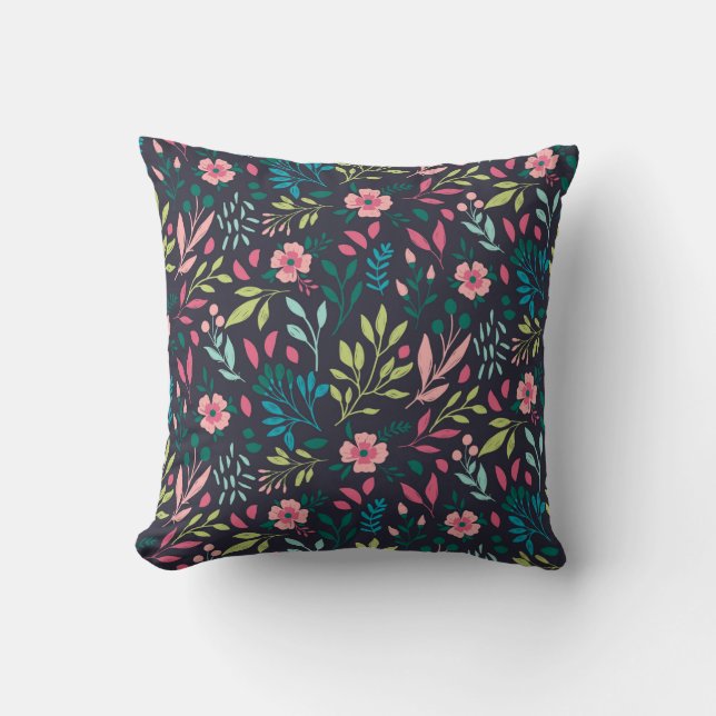 Coussin Feutre floral coloré avec fleurs et feuilles (Recto)