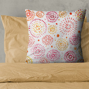 Coussin Feux d'aquarelle mignonne en jaune et orange