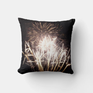 Coussin Feux d'artifice blancs et or I Célébration patriot