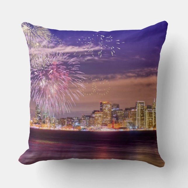 Coussin Feux d'artifice de nouvelle année de San Francisco (Recto)