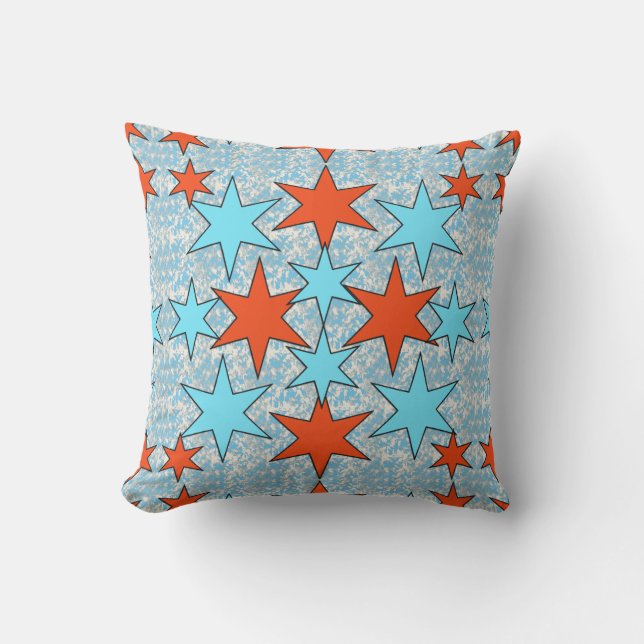 Coussin Feux d'artifice et drapeau américain (Recto)