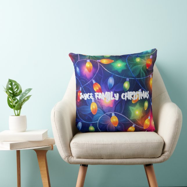 Coussin Feux de Noël brillant Fêtes Whimsical Joyeux (Chaise)
