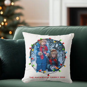 Coussin Feux de Noël Famille Photo Cute Custom Keepsaké