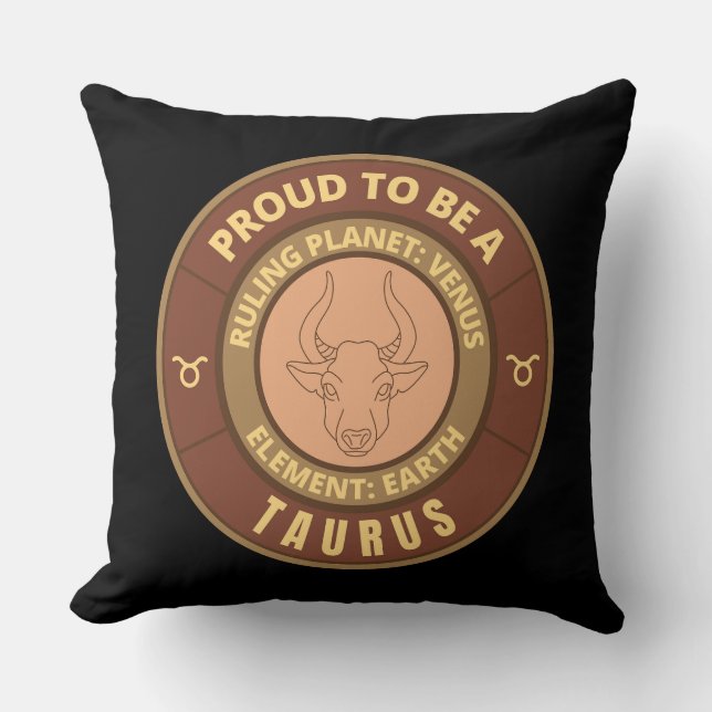 Coussin Fier d'être un Taureau (Recto)