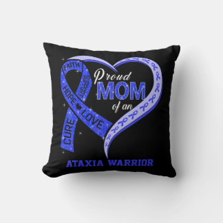 Coussin Fier Maman D'Une Ataxia Warrior Ribbon Heart T-Shi