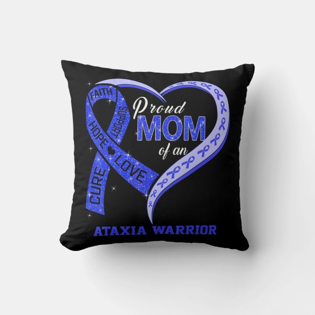 Coussin Fier Maman D'Une Ataxia Warrior Ribbon Heart T-Shi (Recto)