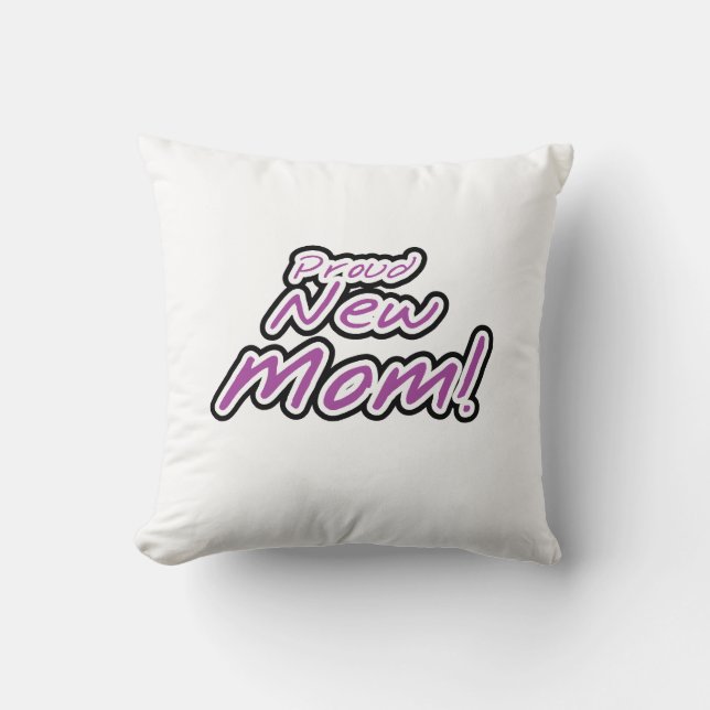 Coussin Fier Nouveau maman Cadeaux de texte noir et pourpr (Recto)