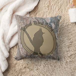 Coussin Fier Oiseau Nerd Silhouette Rustique Forêt Abstrai