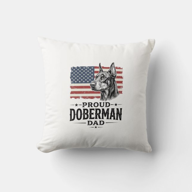 Coussin Fier père Doberman Drapeau vintage vecteur Design_ (Recto)