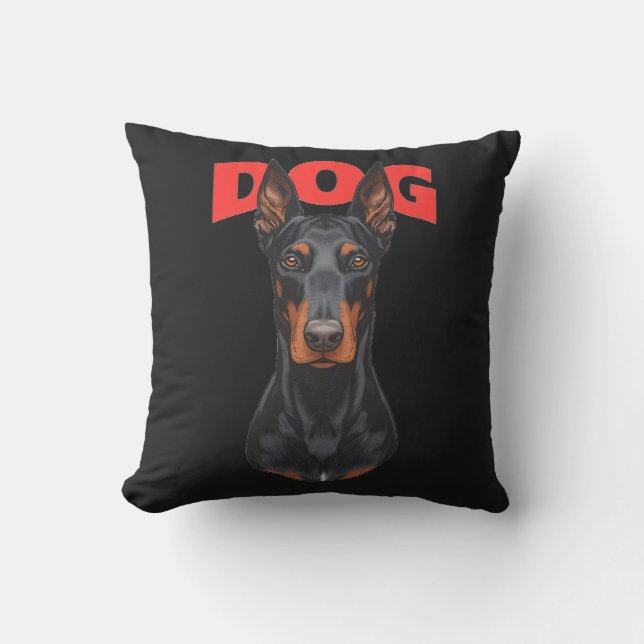 Coussin Fierce Doberman Dog Pillow – Strong and Elegant Gu (Recto)