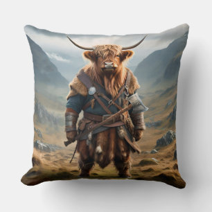 Coussin Fierce Highland Warrior : Le Courageux Vache Vikin