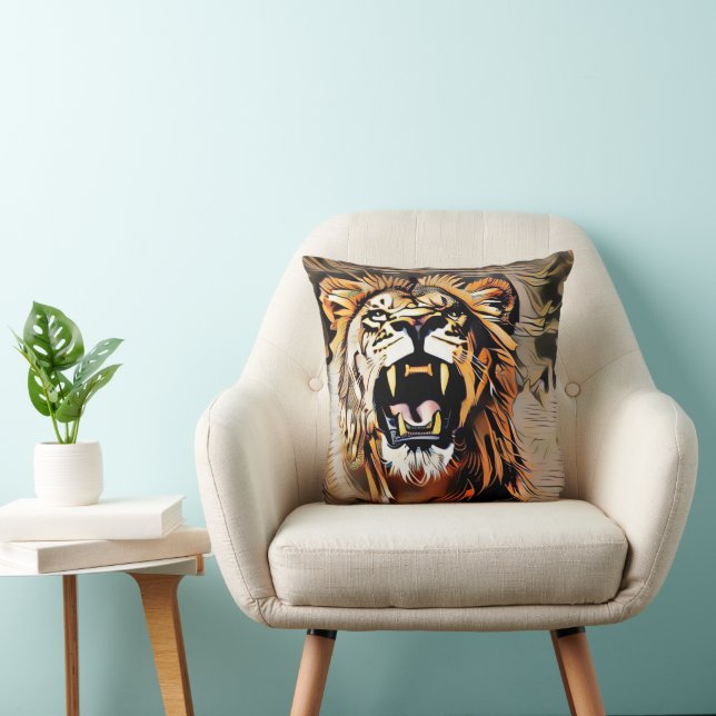 Coussin Fierce Majestic Lion - Roi Des Bêtes (Chaise)