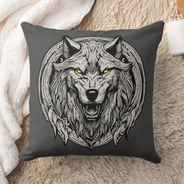 Coussin Fierce Wolf Mandala : Symbole de force (Couverture)