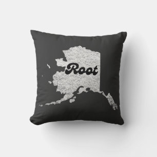 Coussin fière Alask State Root Map Outline Rocky Map AK