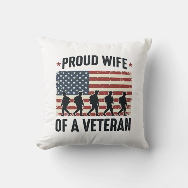 Coussin Fière épouse d'un vétéran conception de maillot pa (Recto)