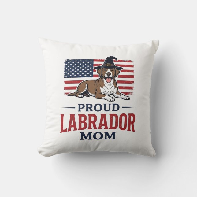 Coussin Fière mère Labrador Patriote Chien Chemise Hallowe (Recto)