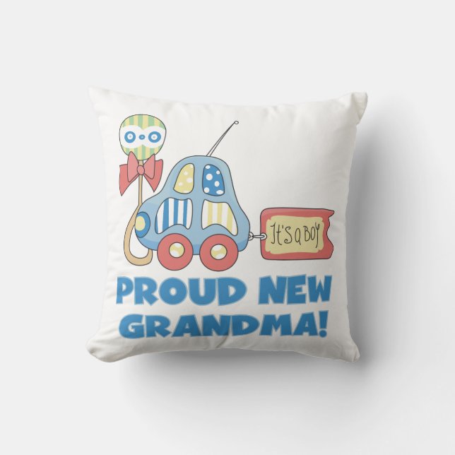 Coussin Fière nouvelle grand-mère C'est un garçon cadeaux (Recto)