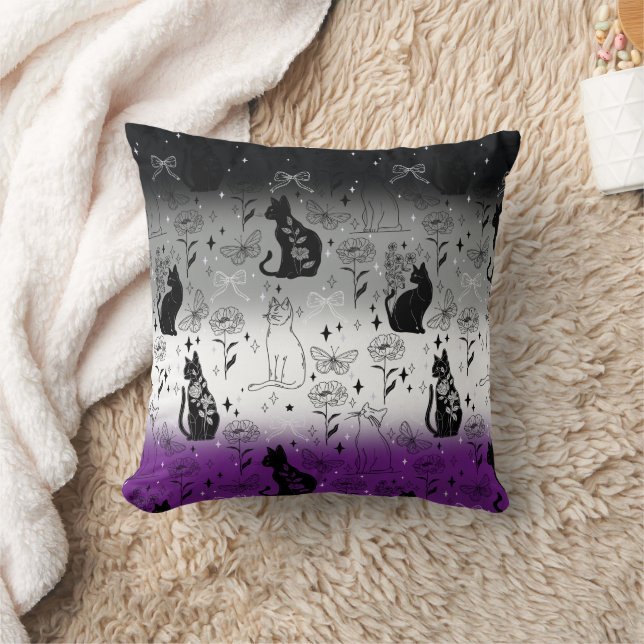 Coussin Fierté asexuée Chat Noir - Sorcière Mystique (Couverture)