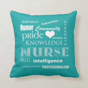 Coussin Fierté-Attributs d'infirmière/bleu-vert