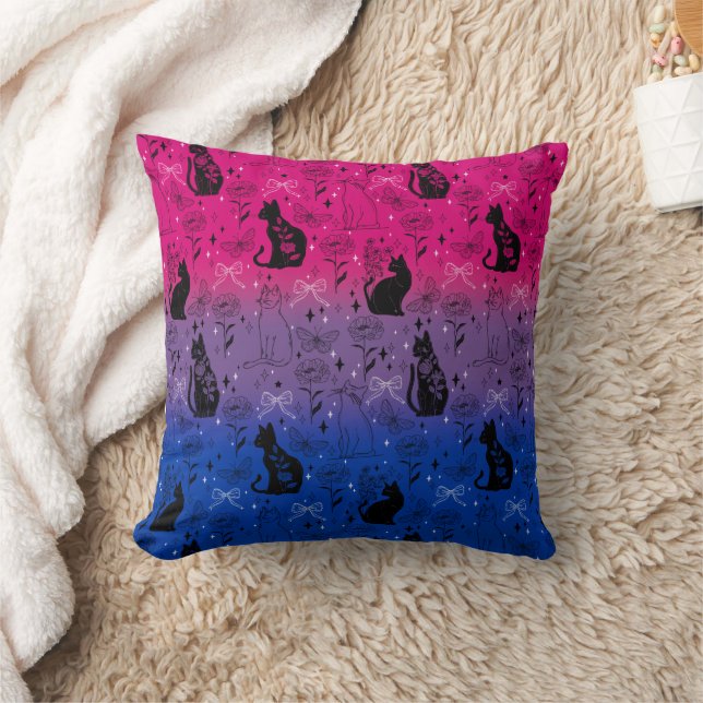 Coussin Fierté bisexuelle Chat Noir - Sorcière Mystique (Couverture)