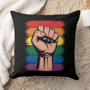 Coussin Fierté de poing élevée Rainbow LGBTQ Droits de sup