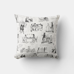 Coussin Fierté et préjugé Citations de toile blanche noire