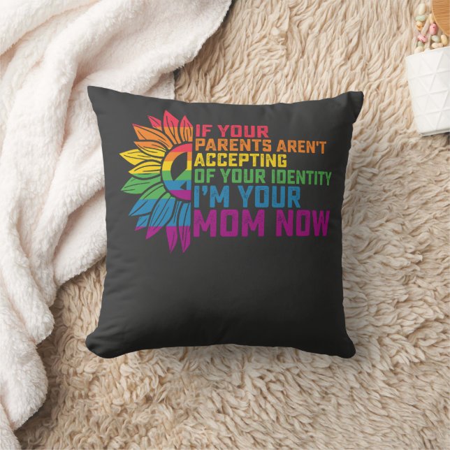 Coussin Fierté LGBT Parents Acceptant Je Suis Ta Mère Main (Couverture)