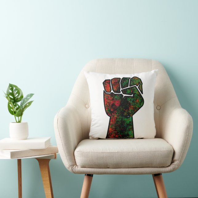 Coussin fierté noire drapeau rouge vert poing panafricain  (Chaise)