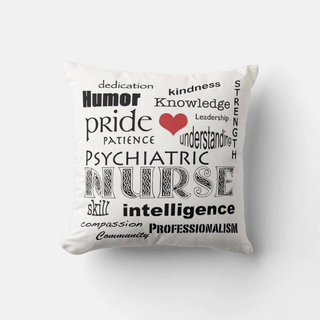 Coussin Fierté psychiatrique d'infirmière+Coeur (Recto)
