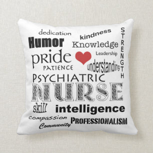 Coussin Fierté psychiatrique d'infirmière+Coeur