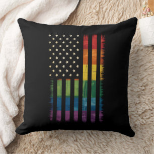 Coussin Fierté USA Amérique détenue drapeau arc-en-ciel LG