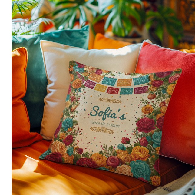 Coussin Fiesta de Colores Quinceanera, sur mesure (Créateur téléchargé)