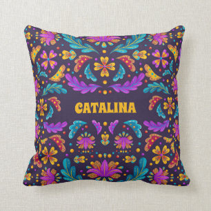 Coussin Fiesta mexicaine Fleur Quinceanera tendance coloré