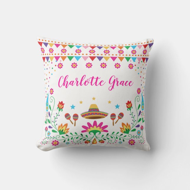 Coussin Fiesta mexicaine/Senorita floral mexicain Nursery (Recto)