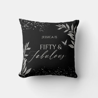 Coussin Fifty & Fabulous Black Glam 50th bithday