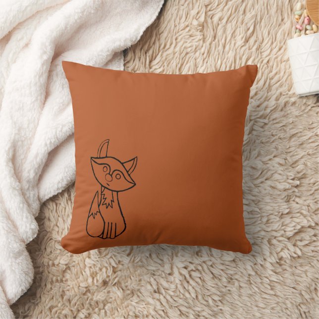 Coussin Fig the Fox outlined Throw Pillow (Couverture)