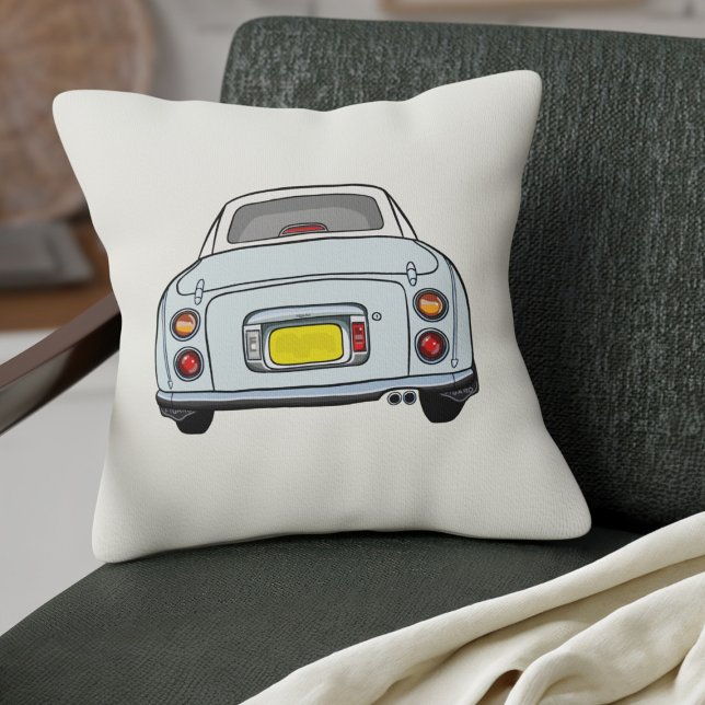 Coussin Figarations Pale Aqua Figaro Crème Voiture (A cute Pale Aqua Figaro Car on a cream pillow for your car or your home)