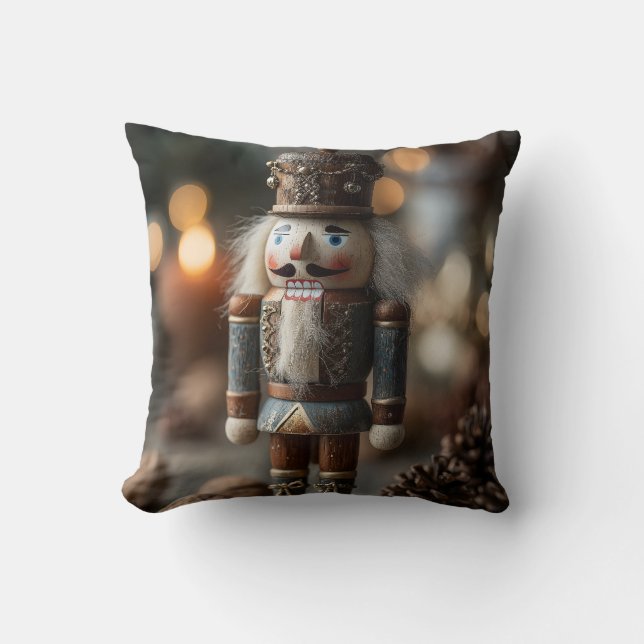 Coussin Figurine de Noël classique de Noisette en Bois (Recto)