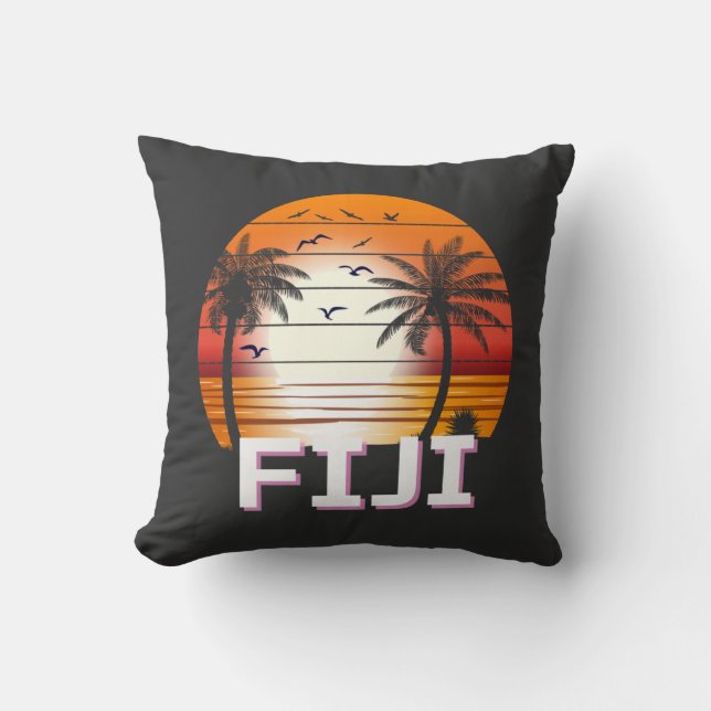 Coussin Fiji Vintage Palm Trees Summer Beach (Recto)