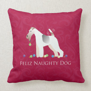 Coussin Fil Fox Terrier Feliz Naughty Chien Noël