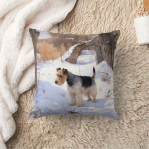 Coussin Fil Fox Terrier Laisser neiger Noël