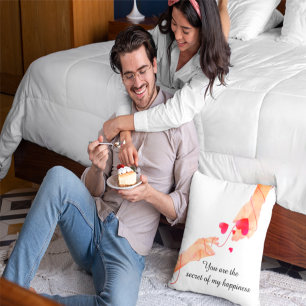 Coussin "Fil Rouge Romantique du Destin Mains & Cœurs – Ét