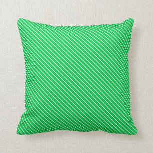 Coussin Filets diagonaux - vert vert et blanc