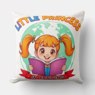 Coussin Fille adorable lisant un livre
