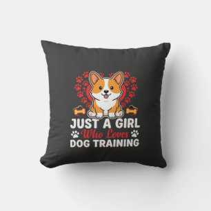 Coussin Fille aime le dressage de corgi