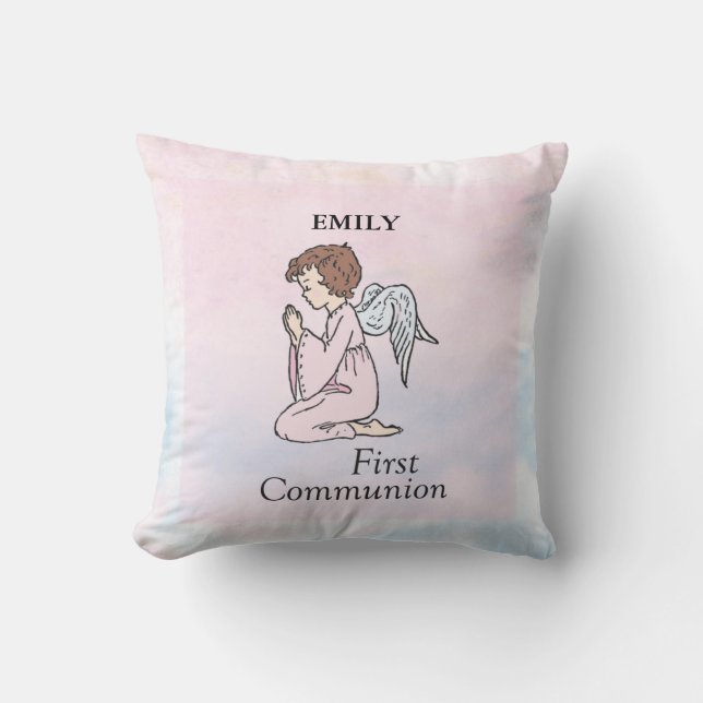 Coussin Fille, ange de première communion (Recto)