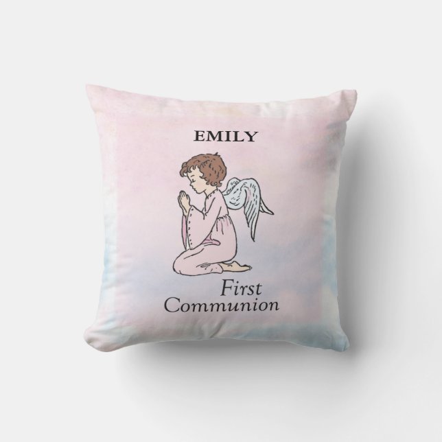 Coussin Fille, ange de première communion (Recto)