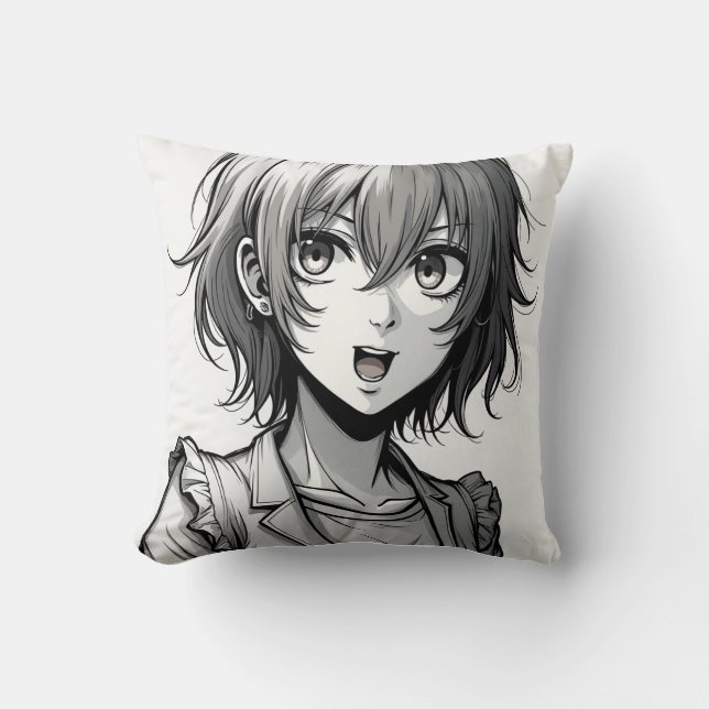 Coussin Fille Anime | Conception de personnage dynamique d (Recto)