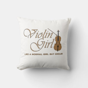 Coussin Fille au violon, comme une fille normale mais plus